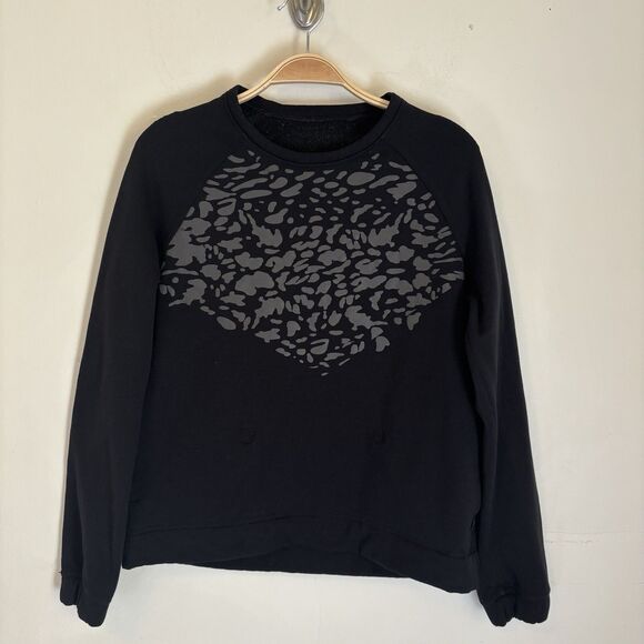 Lululemon Snapshot Crew Sweatshirt Size 6 Black Reflective Leopard Crewneck - Picture 1 of 4